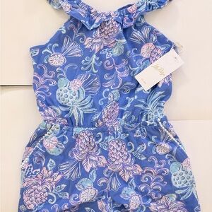 Lilly Pulitzer Blue and Pink Tropical Romper